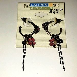 NWT Lauren G Adams pewter earrings floral